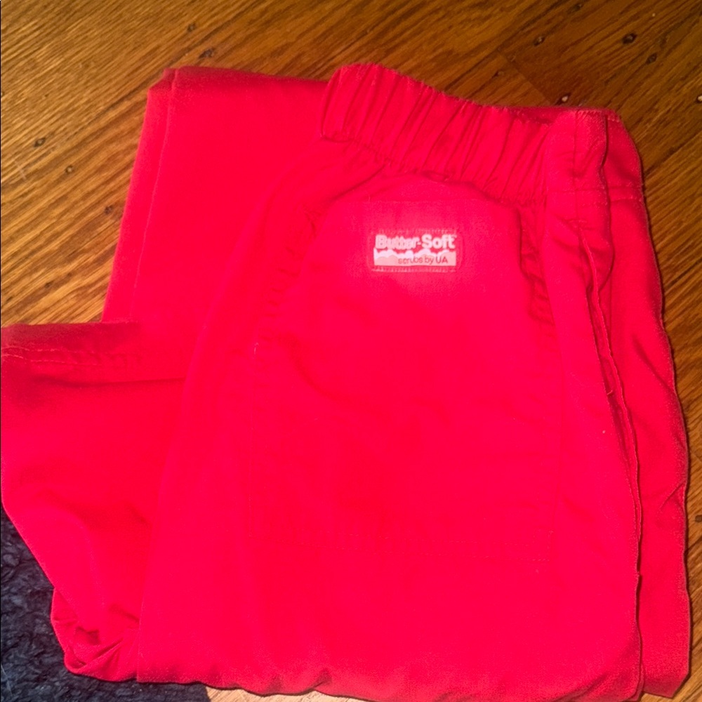 Butter Soft Uniform Advantage Red Tall Small scrub bottoms.